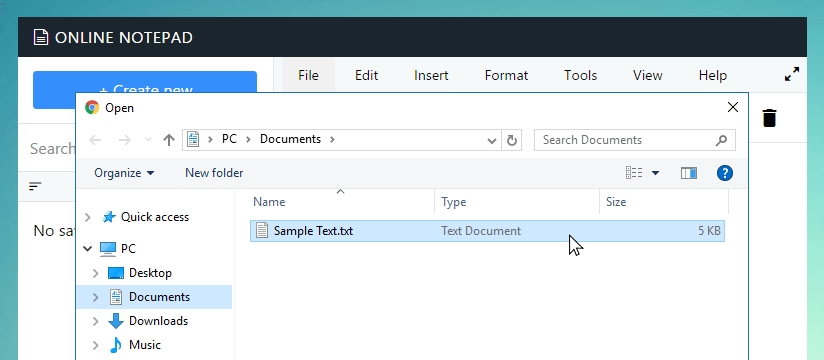 Open file dialog in Nahinfo